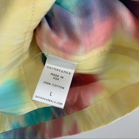 Daydreamer Tie Dye Swirl Jacket Yellow Pink Blue Women's Large 100% Cotton NWT - Picture 5 of 6